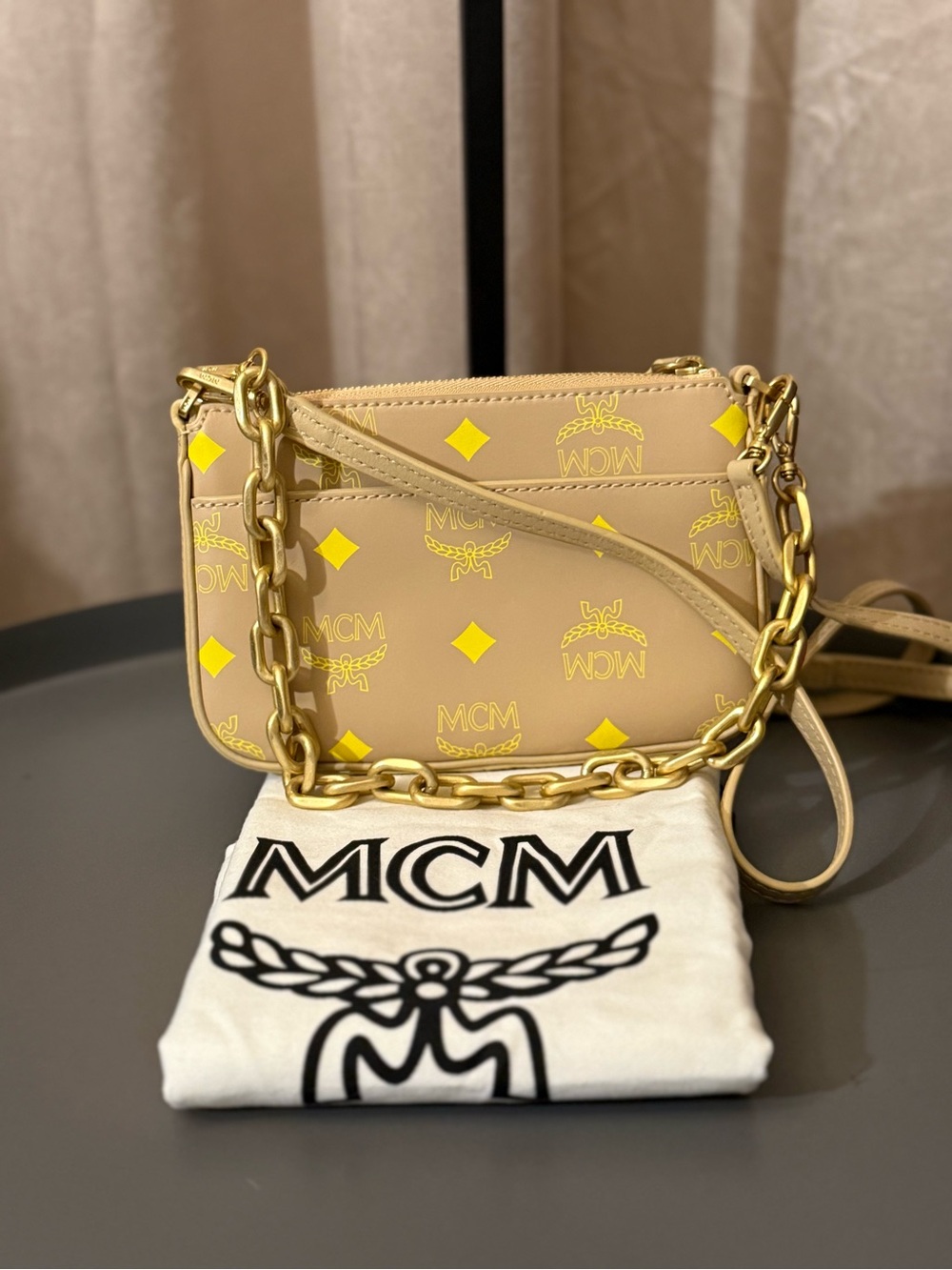 MCM Color Splash Logo Mini Pouch with Dustbag